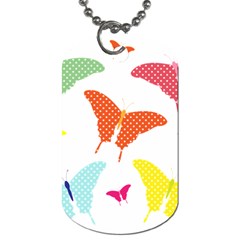 Beautiful Colorful Polka Dot Butterflies Clipart Dog Tag (One Side)