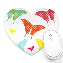 Beautiful Colorful Polka Dot Butterflies Clipart Heart Mousepads