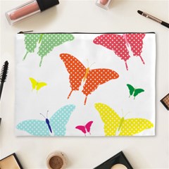 Beautiful Colorful Polka Dot Butterflies Clipart Cosmetic Bag (XL)