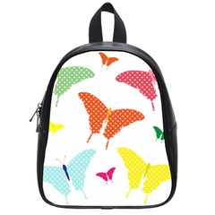 Beautiful Colorful Polka Dot Butterflies Clipart School Bags (Small) 