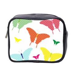 Beautiful Colorful Polka Dot Butterflies Clipart Mini Toiletries Bag 2-Side