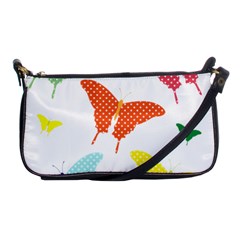 Beautiful Colorful Polka Dot Butterflies Clipart Shoulder Clutch Bags