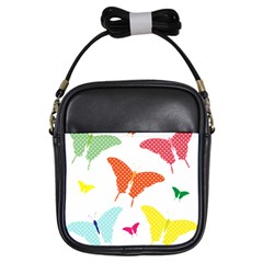 Beautiful Colorful Polka Dot Butterflies Clipart Girls Sling Bags