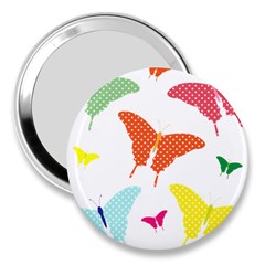 Beautiful Colorful Polka Dot Butterflies Clipart 3  Handbag Mirrors