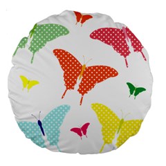 Beautiful Colorful Polka Dot Butterflies Clipart Large 18  Premium Round Cushions