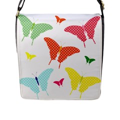 Beautiful Colorful Polka Dot Butterflies Clipart Flap Messenger Bag (L) 