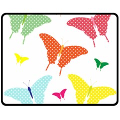 Beautiful Colorful Polka Dot Butterflies Clipart Double Sided Fleece Blanket (Medium) 