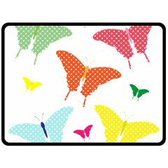 Beautiful Colorful Polka Dot Butterflies Clipart Double Sided Fleece Blanket (Large) 