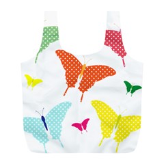 Beautiful Colorful Polka Dot Butterflies Clipart Full Print Recycle Bags (L) 