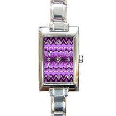 Purple Pink Zig Zag Pattern Rectangle Italian Charm Watch