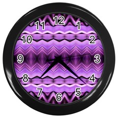 Purple Pink Zig Zag Pattern Wall Clocks (Black)