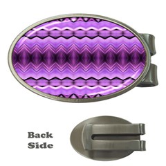 Purple Pink Zig Zag Pattern Money Clips (Oval) 