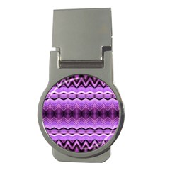 Purple Pink Zig Zag Pattern Money Clips (Round) 