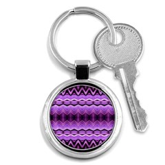 Purple Pink Zig Zag Pattern Key Chains (Round) 