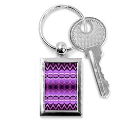 Purple Pink Zig Zag Pattern Key Chains (Rectangle) 