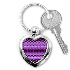 Purple Pink Zig Zag Pattern Key Chains (Heart) 