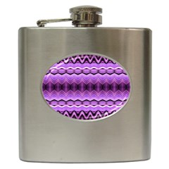 Purple Pink Zig Zag Pattern Hip Flask (6 oz)