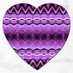 Purple Pink Zig Zag Pattern Jigsaw Puzzle (Heart)