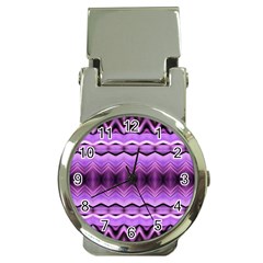 Purple Pink Zig Zag Pattern Money Clip Watches