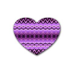 Purple Pink Zig Zag Pattern Rubber Coaster (Heart) 