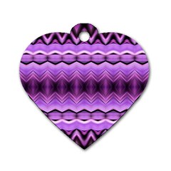 Purple Pink Zig Zag Pattern Dog Tag Heart (Two Sides)