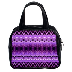 Purple Pink Zig Zag Pattern Classic Handbags (2 Sides)