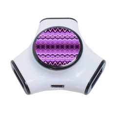 Purple Pink Zig Zag Pattern 3-Port USB Hub