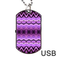 Purple Pink Zig Zag Pattern Dog Tag USB Flash (One Side)