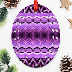 Purple Pink Zig Zag Pattern Ornament (Oval Filigree)