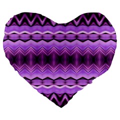 Purple Pink Zig Zag Pattern Large 19  Premium Heart Shape Cushions