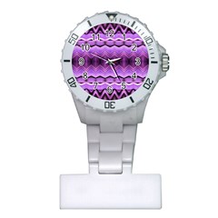 Purple Pink Zig Zag Pattern Plastic Nurses Watch