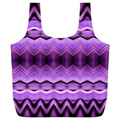 Purple Pink Zig Zag Pattern Full Print Recycle Bags (L) 