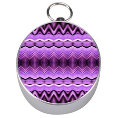 Purple Pink Zig Zag Pattern Silver Compasses