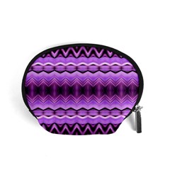 Purple Pink Zig Zag Pattern Accessory Pouches (Small) 