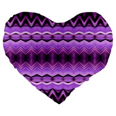 Purple Pink Zig Zag Pattern Large 19  Premium Flano Heart Shape Cushions