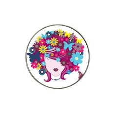 Beautiful Gothic Woman With Flowers And Butterflies Hair Clipart Hat Clip Ball Marker (4 pack)