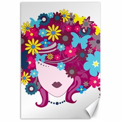 Beautiful Gothic Woman With Flowers And Butterflies Hair Clipart Canvas 12  x 18  