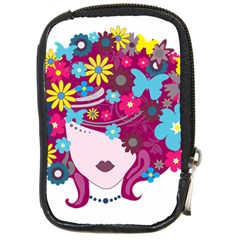 Beautiful Gothic Woman With Flowers And Butterflies Hair Clipart Compact Camera Cases