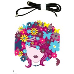 Beautiful Gothic Woman With Flowers And Butterflies Hair Clipart Shoulder Sling Bags