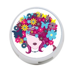 Beautiful Gothic Woman With Flowers And Butterflies Hair Clipart 4-Port USB Hub (Two Sides) 