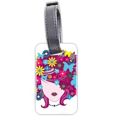 Beautiful Gothic Woman With Flowers And Butterflies Hair Clipart Luggage Tags (Two Sides)