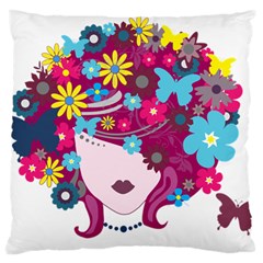 Beautiful Gothic Woman With Flowers And Butterflies Hair Clipart Large Cushion Case (One Side)