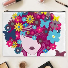 Beautiful Gothic Woman With Flowers And Butterflies Hair Clipart Cosmetic Bag (XXXL) 