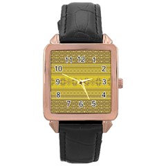 Pattern Rose Gold Leather Watch 