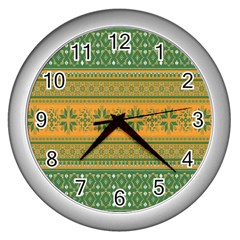 Pattern Wall Clocks (silver)  by Valentinaart