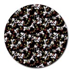 Dark Chinoiserie Floral Collage Pattern Round Mousepads Front