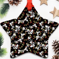 Dark Chinoiserie Floral Collage Pattern Ornament (star) by dflcprints