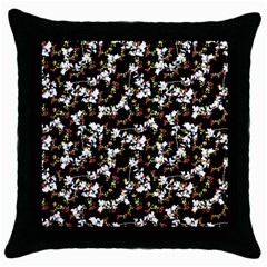 Dark Chinoiserie Floral Collage Pattern Throw Pillow Case (black) by dflcprints