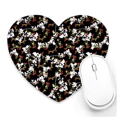 Dark Chinoiserie Floral Collage Pattern Heart Mousepads by dflcprints