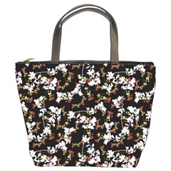 Dark Chinoiserie Floral Collage Pattern Bucket Bags by dflcprints